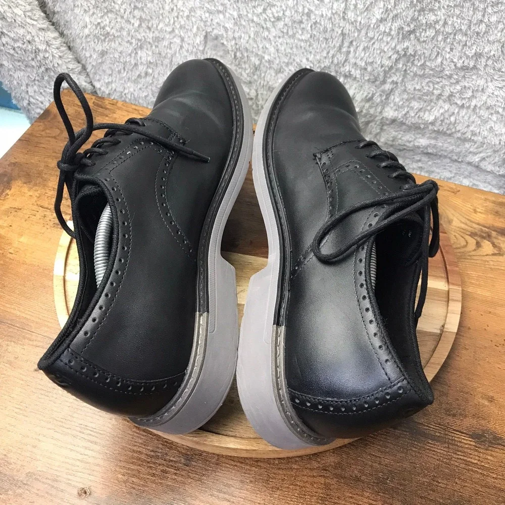 Cole Haan Go To Plain Toe Oxford Mens 13M Black Leather Brogue Derby Dress Shoes